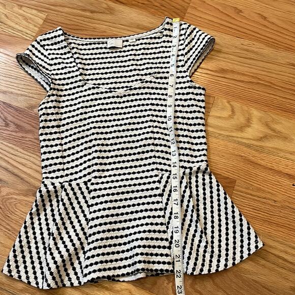 Anthropologie Postmark Peplum Hem black and white Top size xtra small - Picture 5 of 7